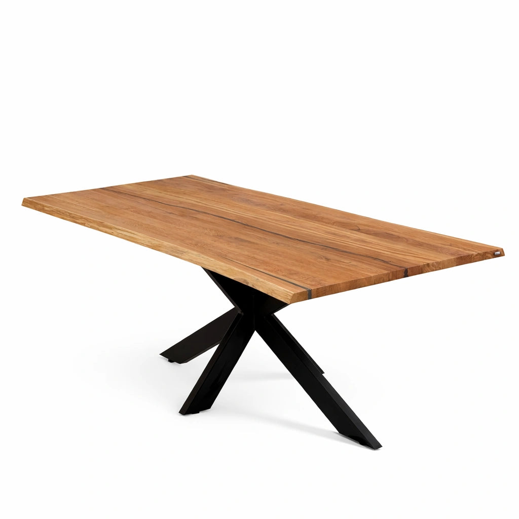 Stół z litego dębu premium z żywicą epoksydową – model rustykalny dla 10 osób – 220x100x4 cm
