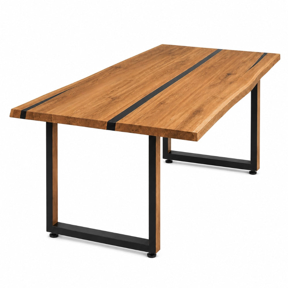 Masa din stejar cu rasina – model rustic pentru 6 persoane - 160x80x4cm