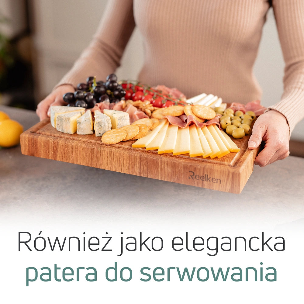 Profesjonalna dębowa deska do krojenia 30x40x4 cm