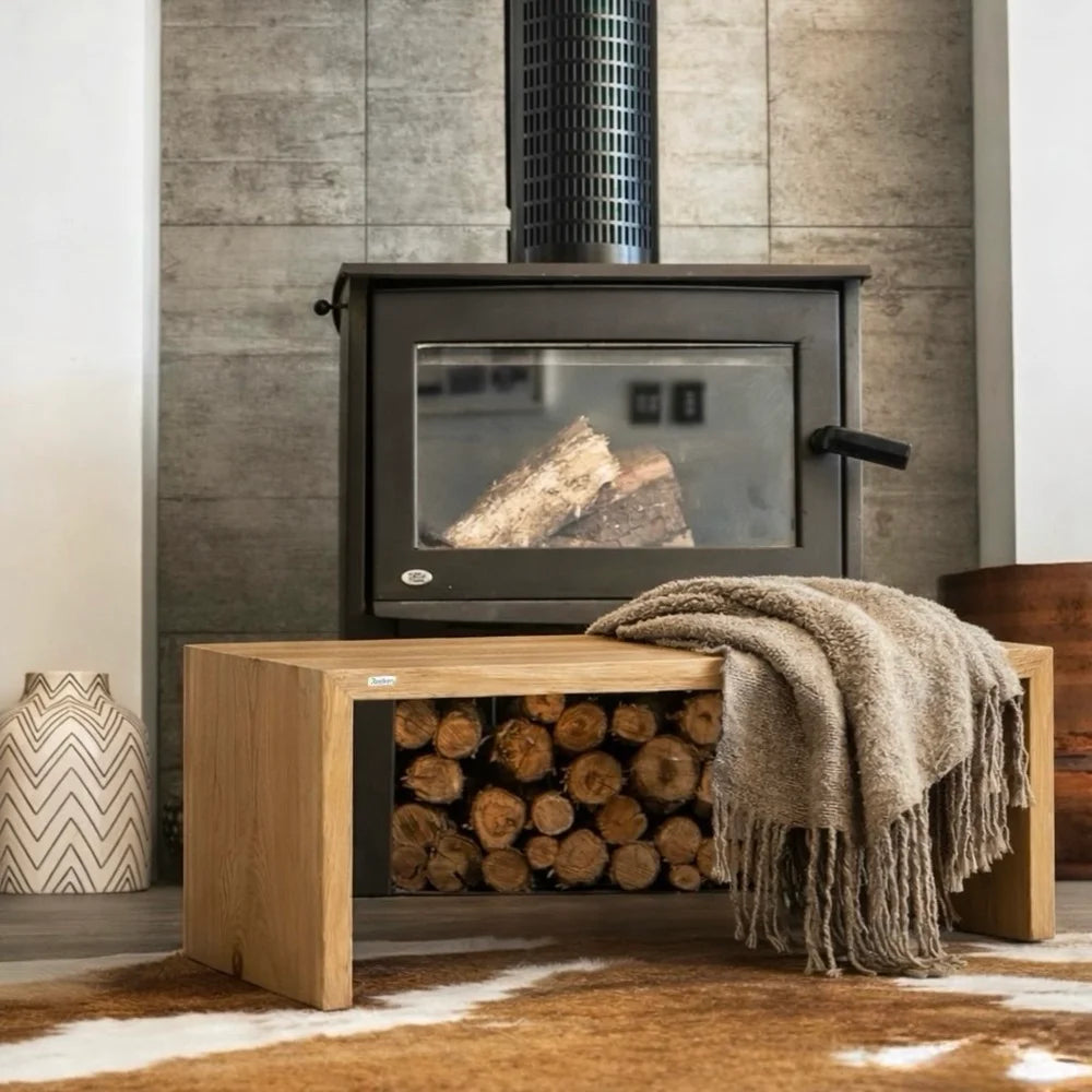 Dębowa ławka monolit 120x45x40 cm – Krawędź naturalna (Live Edge) Premium