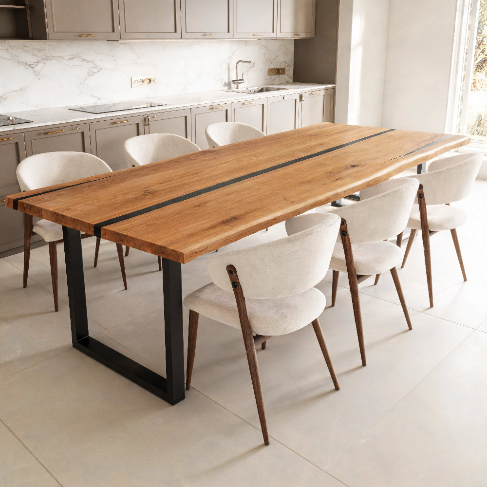 Masa din stejar cu rasina – model rustic pentru 6 persoane - 160x80x4cm