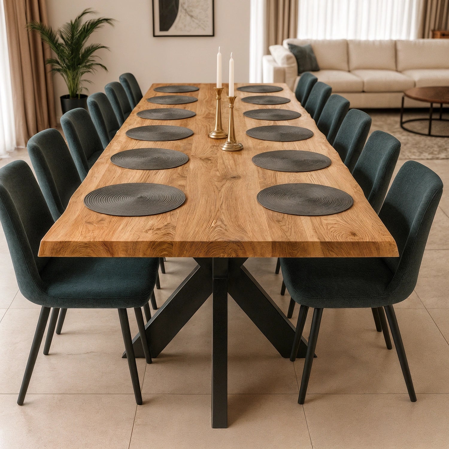 Blat de masa din stejar model rustic 10 persoane -240x100x4cm