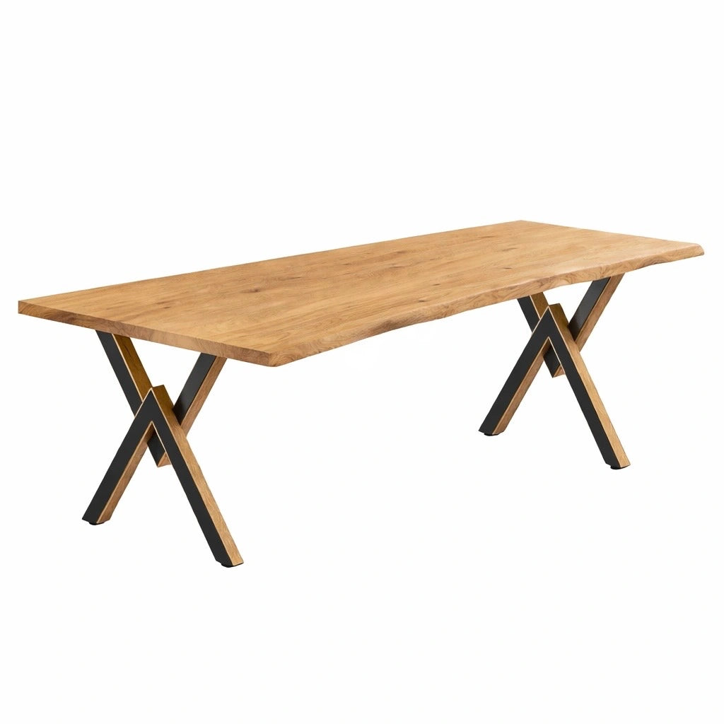 Stół drewniany z litego dębu 220×100 cm – Stół do jadalni dla 10 osób | Reelken