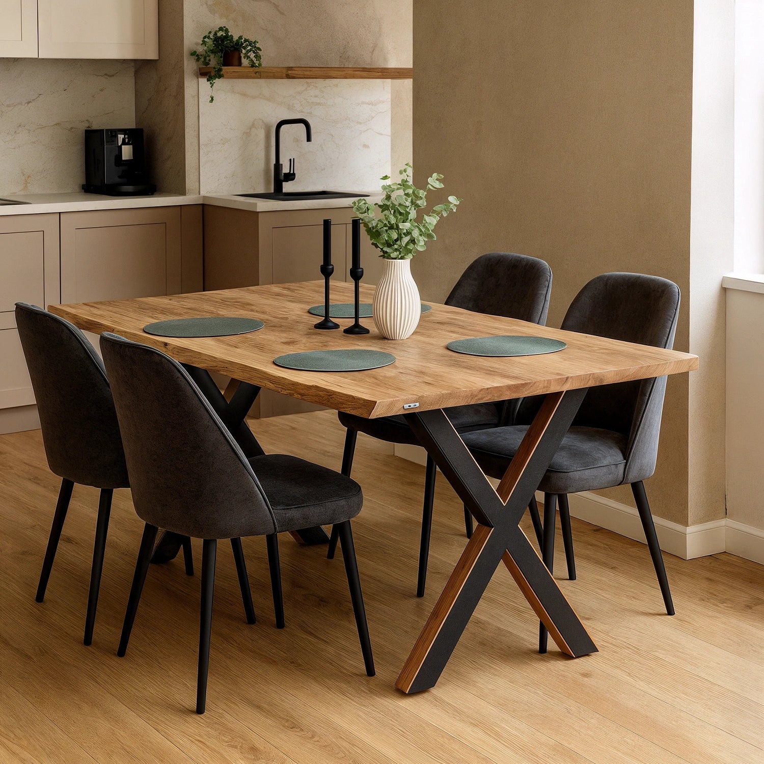 Blat de masa din stejar model rustic - 4 persoane -120x70x4