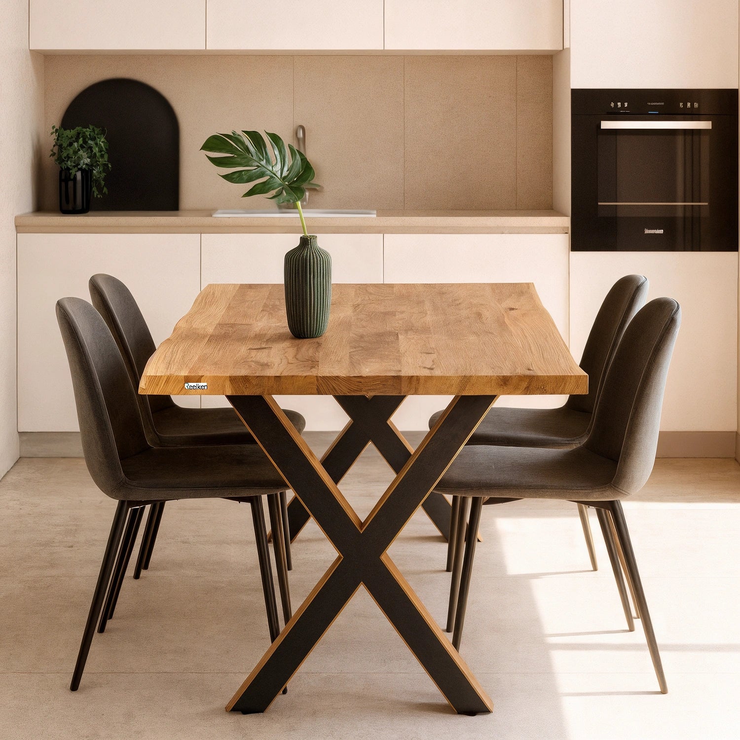 Blat de masa din stejar model rustic - 4 persoane -140x80x4