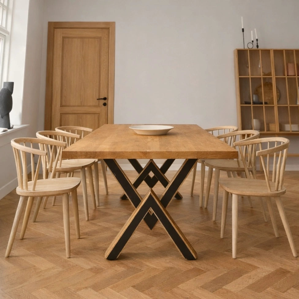 Stół drewniany z litego dębu 180×85 cm – Klasyczny stół do jadalni dla 6 osób | Reelken