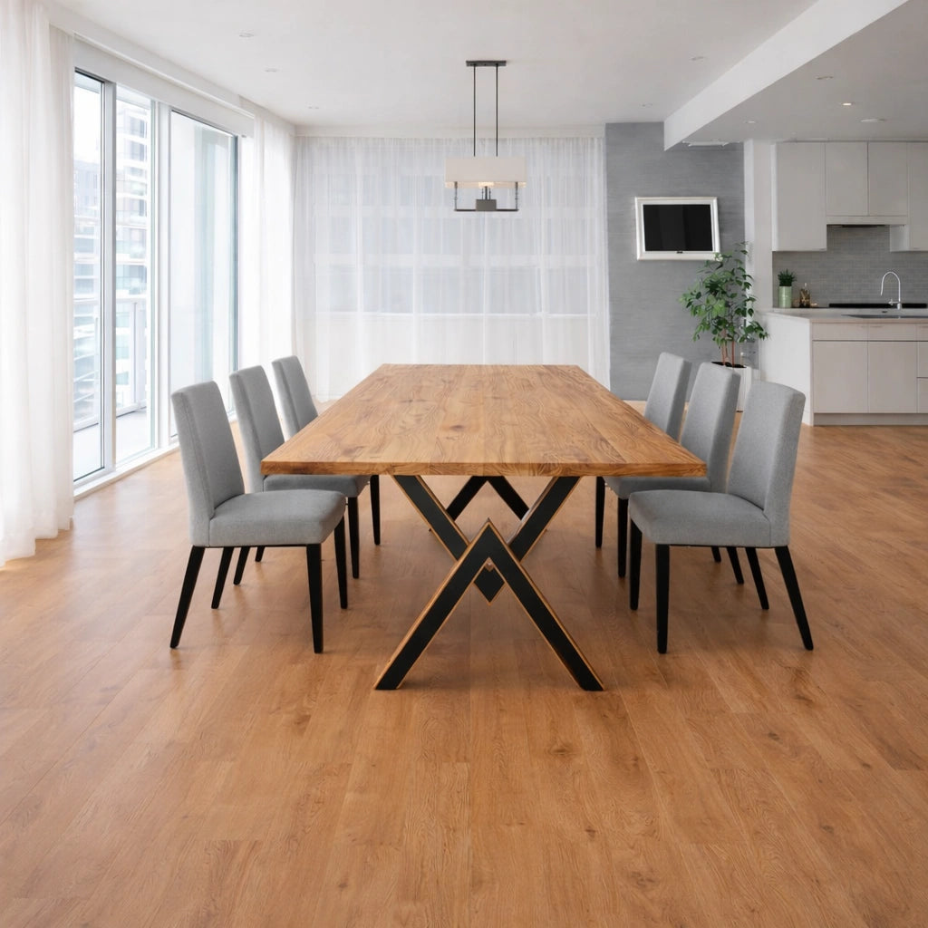 Stół drewniany z litego dębu 180×85 cm – Klasyczny stół do jadalni dla 6 osób | Reelken