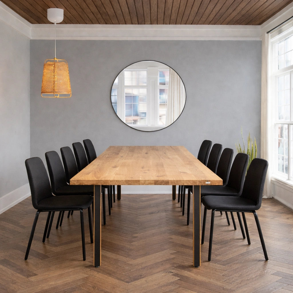 Stół drewniany z litego dębu 240×100 cm – Klasyczny stół do jadalni dla 10 osób | Reelken