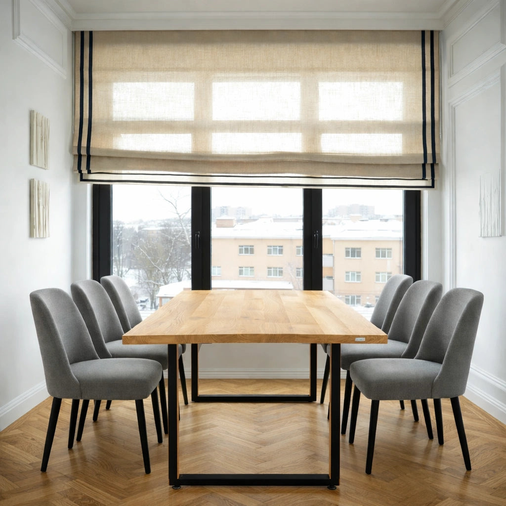Stół drewniany z litego dębu 180×85 cm – Klasyczny stół do jadalni dla 6 osób | Reelken