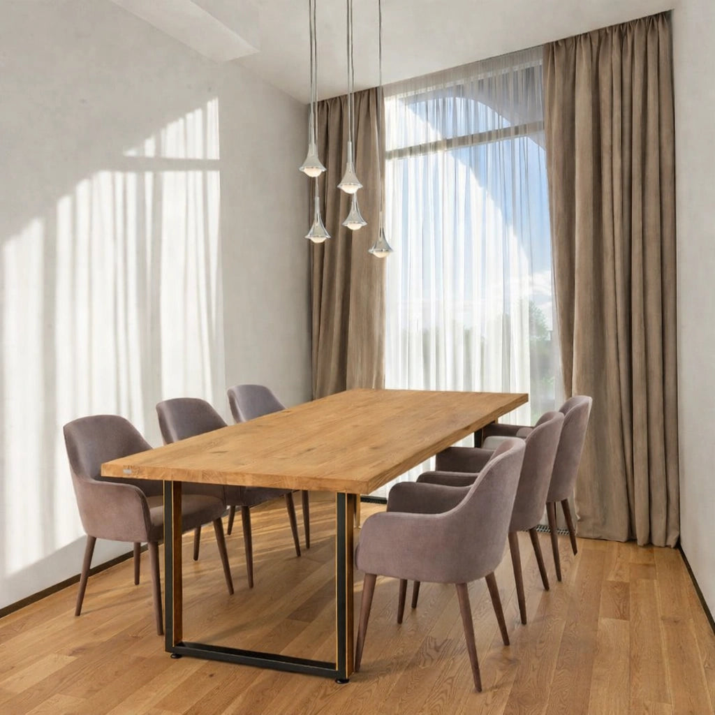 Stół drewniany z litego dębu 180×85 cm – Klasyczny stół do jadalni dla 6 osób | Reelken