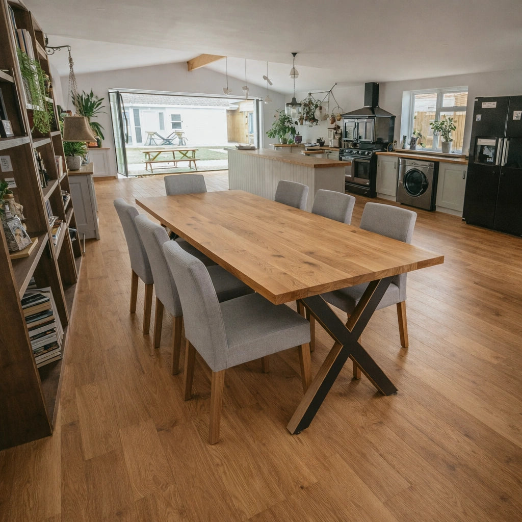Stół drewniany z litego dębu 180×85 cm – Klasyczny stół do jadalni dla 6 osób | Reelken