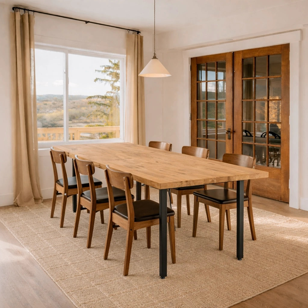 Stół drewniany z litego dębu 180×85 cm – Klasyczny stół do jadalni dla 6 osób | Reelken