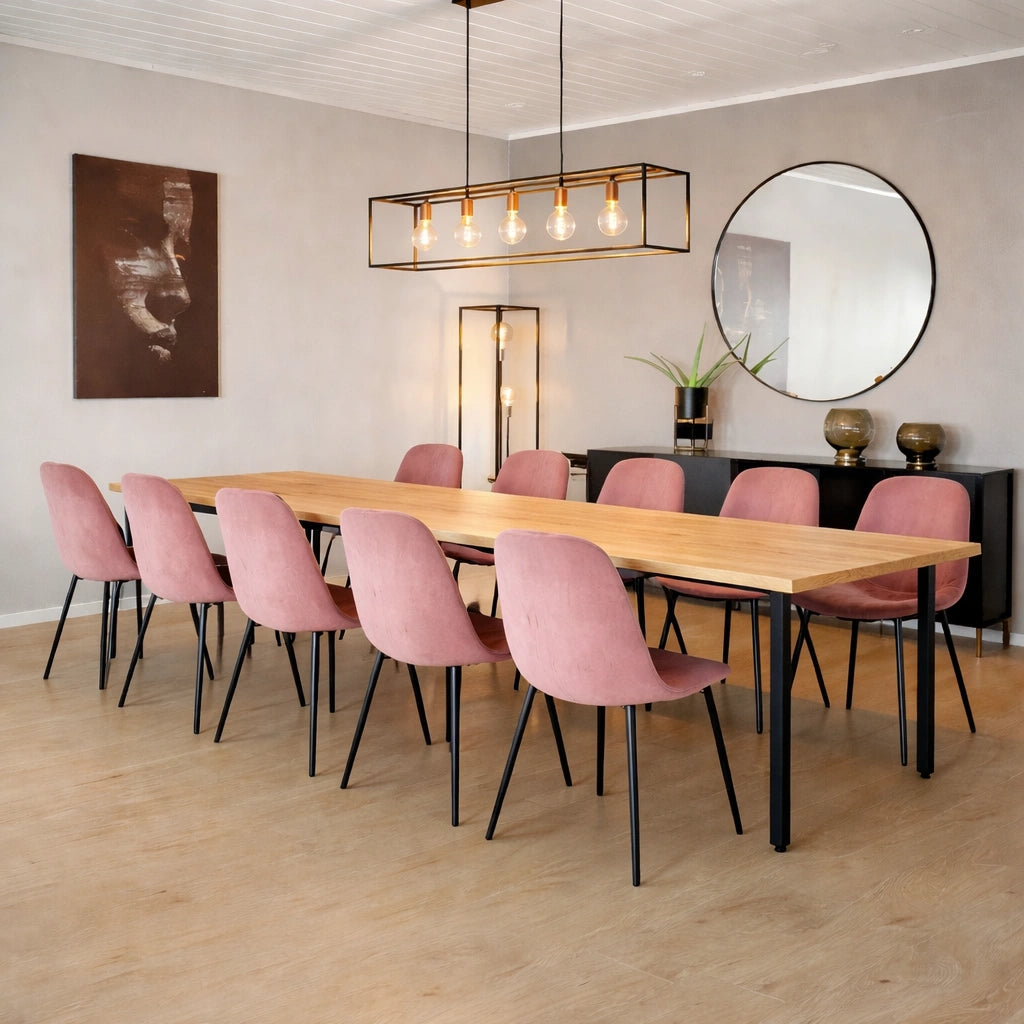 Stół drewniany z litego dębu 280×100 cm – Klasyczny stół do jadalni dla 14 osób | Reelken