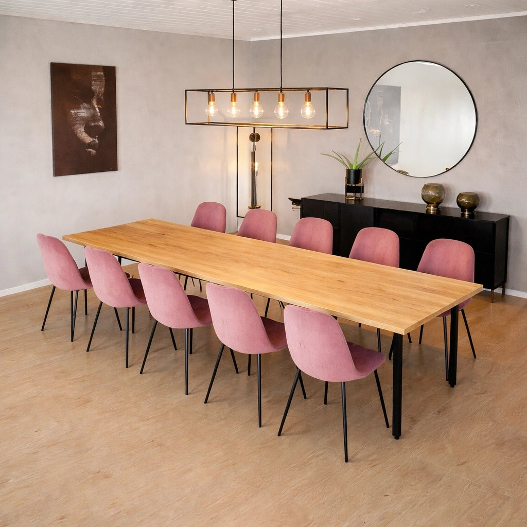 Stół drewniany z litego dębu 240×100 cm – Klasyczny stół do jadalni dla 10 osób | Reelken