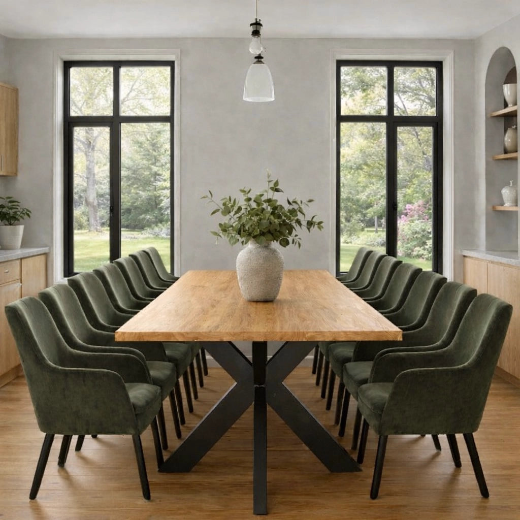 Stół drewniany z litego dębu 280×100 cm – Klasyczny stół do jadalni dla 14 osób | Reelken