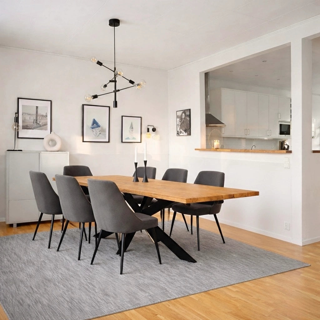 Stół drewniany z litego dębu 180×85 cm – Klasyczny stół do jadalni dla 6 osób | Reelken