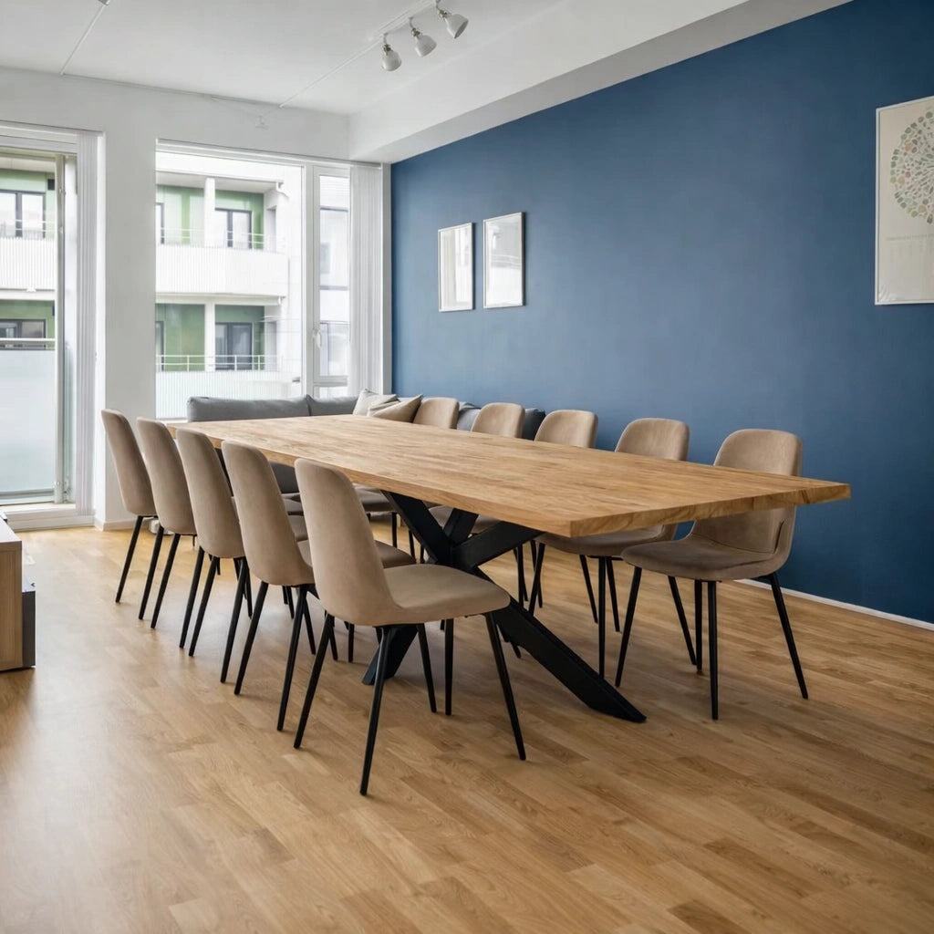 Stół drewniany z litego dębu 240×100 cm – Klasyczny stół do jadalni dla 10 osób | Reelken