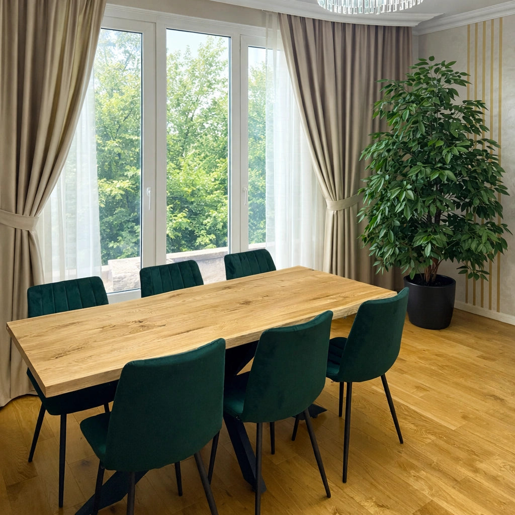 Stół rustykalny z litego dębu 180×85 cm – Stół do jadalni dla 6 osób | Reelken
