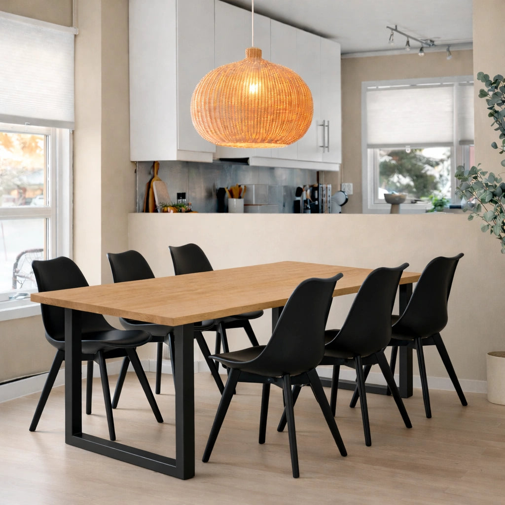 Stół drewniany z litego dębu 180×85 cm – Klasyczny stół do jadalni dla 6 osób | Reelken