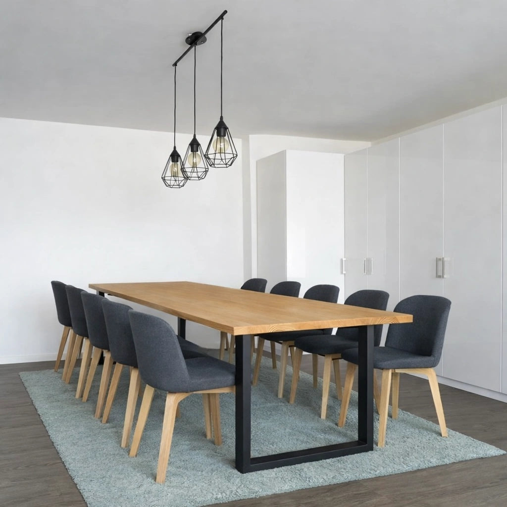 Stół drewniany z litego dębu 220×100 cm – Klasyczny stół do jadalni dla 10 osób | Reelken
