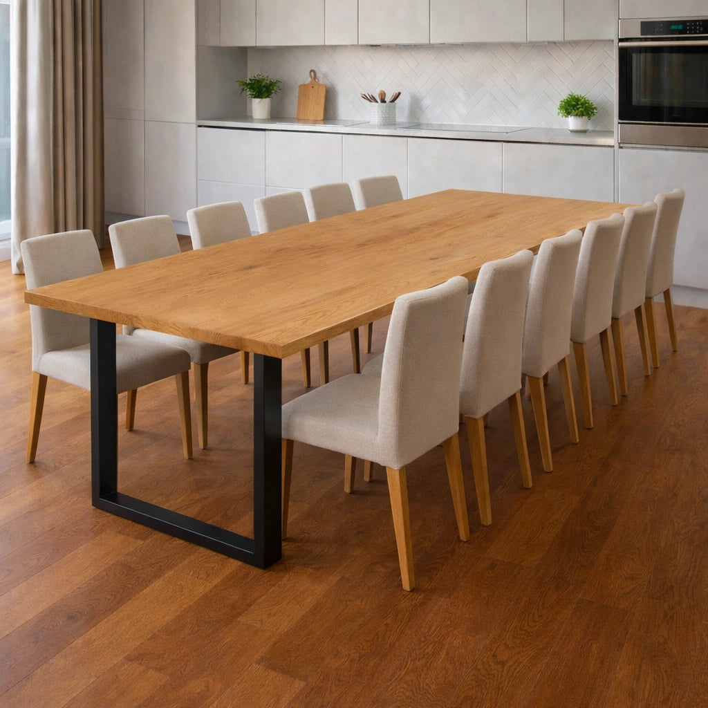 Stół drewniany z litego dębu 280×100 cm – Klasyczny stół do jadalni dla 14 osób | Reelken