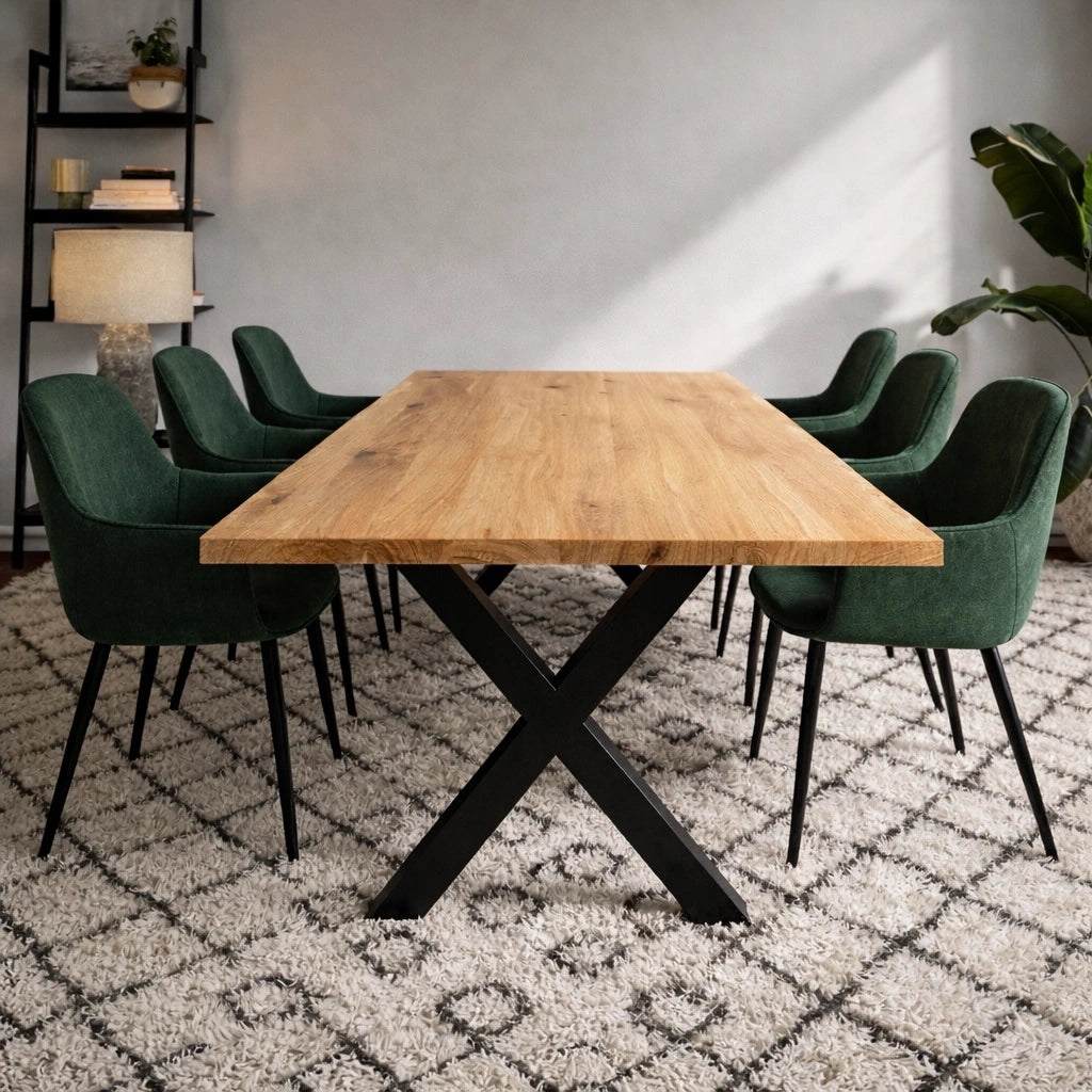 Stół drewniany z litego dębu 180×85 cm – Klasyczny stół do jadalni dla 6 osób | Reelken
