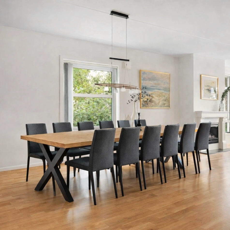 Stół drewniany z litego dębu 280×100 cm – Klasyczny stół do jadalni dla 14 osób | Reelken