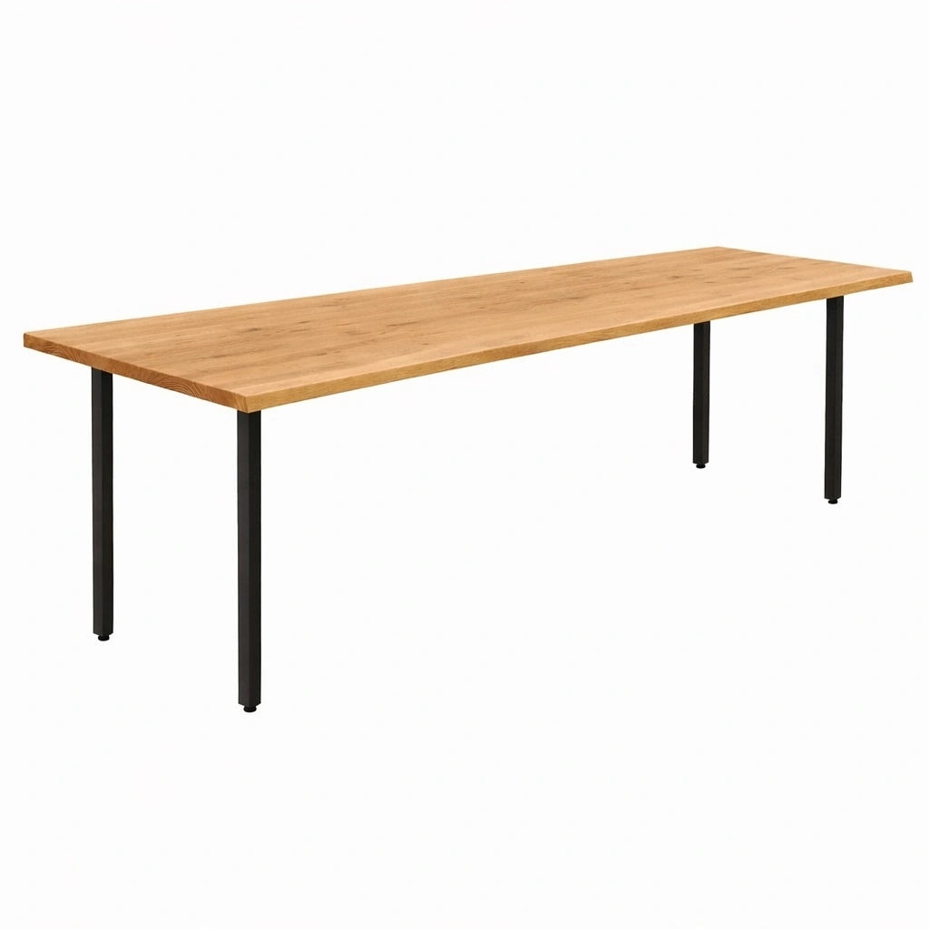 Stół drewniany z litego dębu 260×100 cm – Rustykalny stół do jadalni dla 12 osób | Reelken
