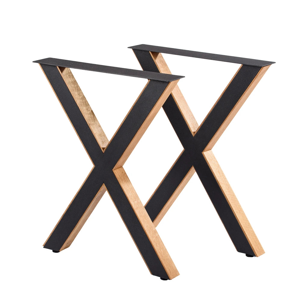 Picioare de Masa Metalice cu Lemn de Stejar - X1