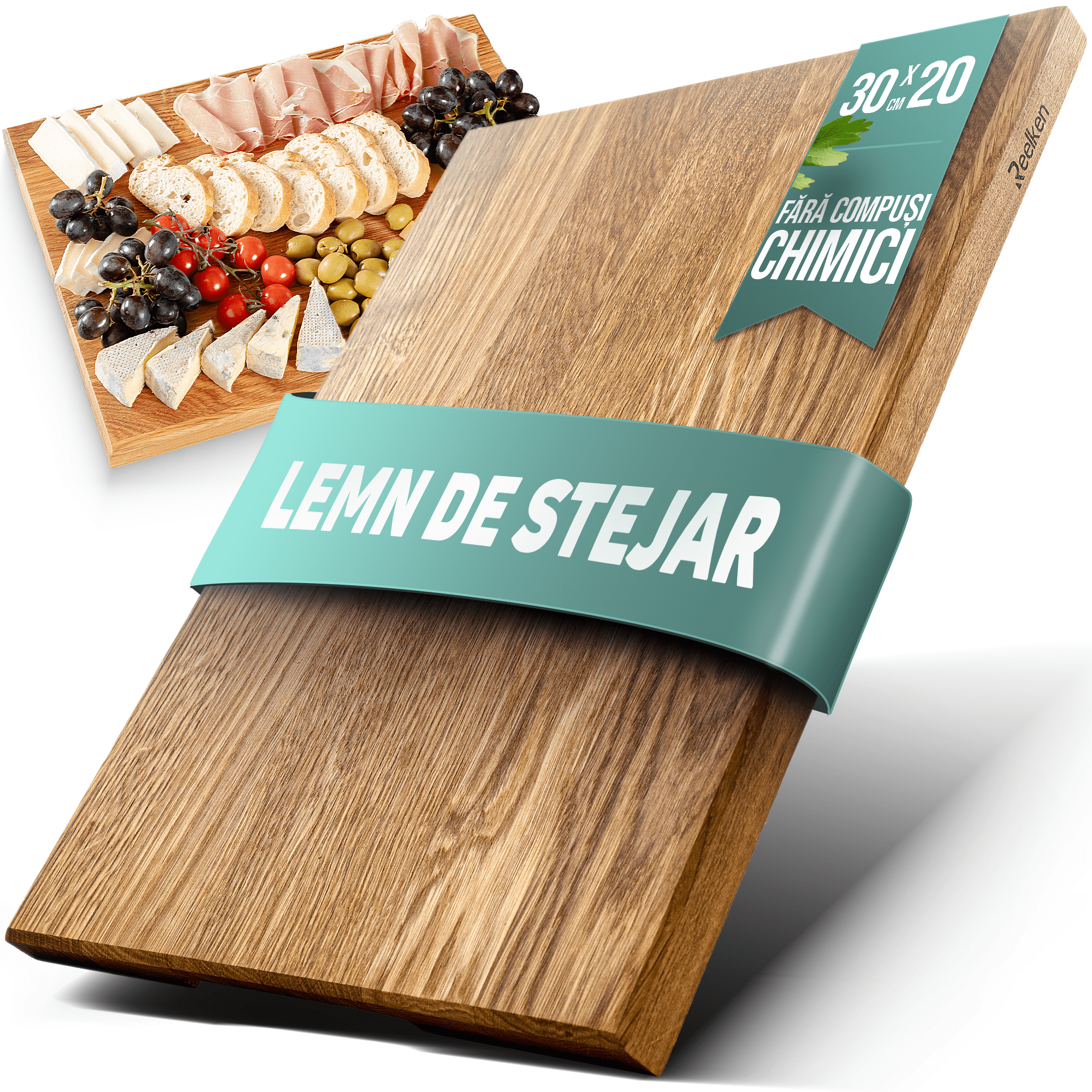 Tocator profesional din lemn de stejar 30x20x2 cm