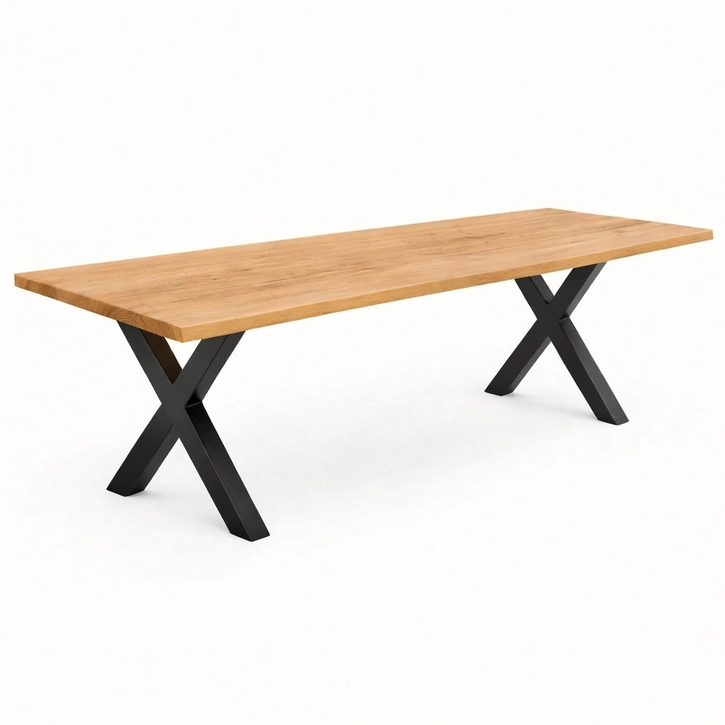 Stół drewniany z litego dębu 260×100 cm – Rustykalny stół do jadalni dla 12 osób | Reelken