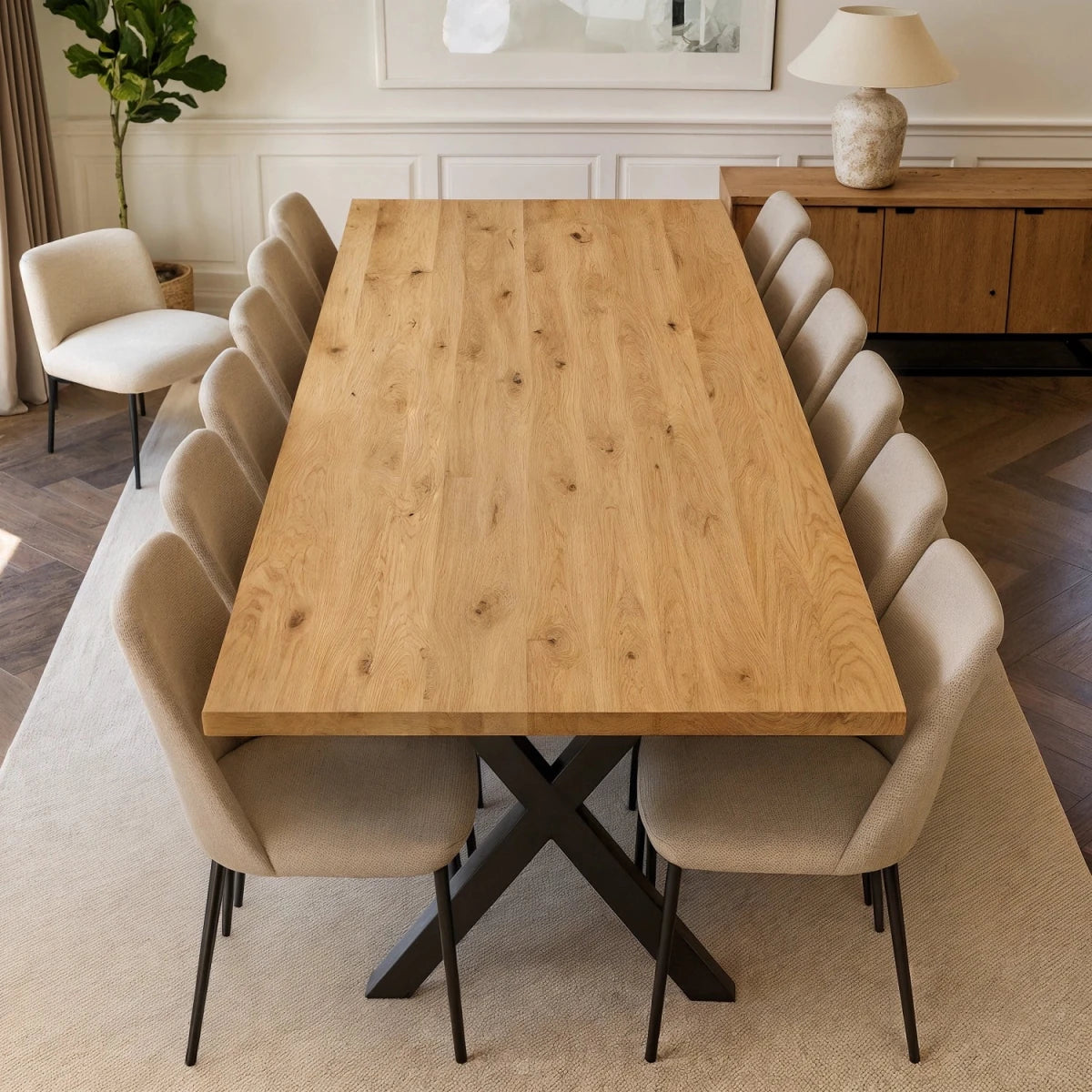 Blat de masa din stejar model clasic - 12 persoane -260x100x4cm - Reelken