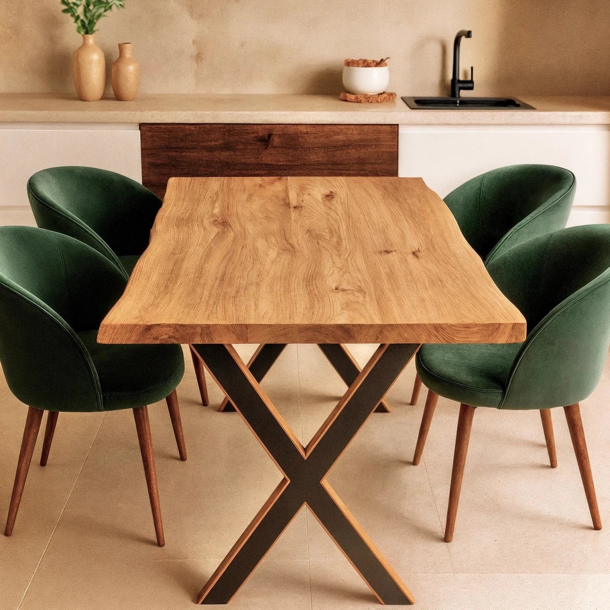 Blat de masa din stejar model rustic - 4 persoane -120x70x4 - Reelken