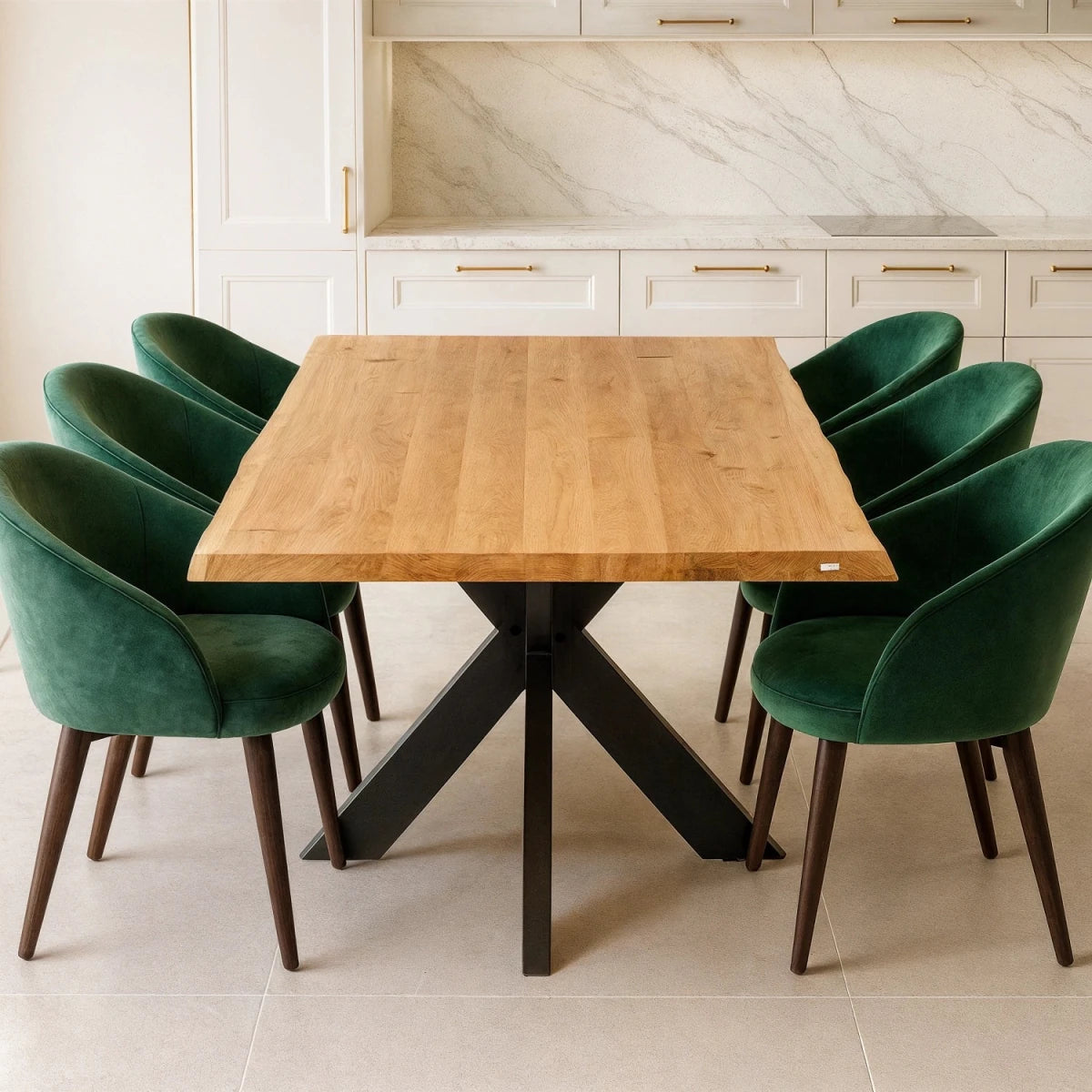 Blat de masa din stejar model rustic - 6 persoane -160x80x4 - Reelken