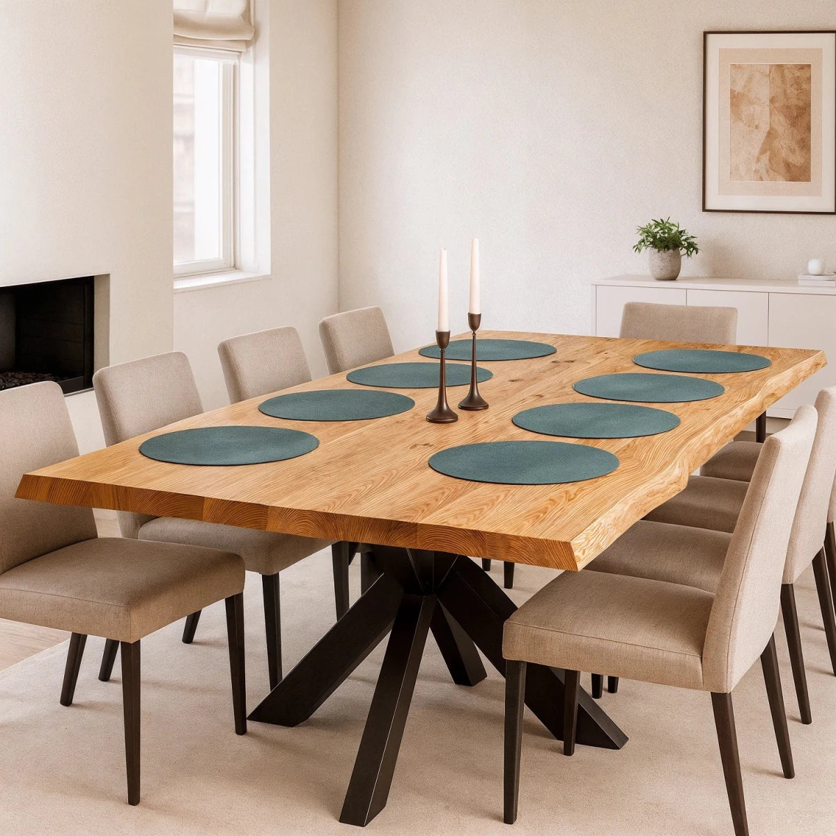 Blat de masa din stejar model rustic - 8 persoane -200x100x4cm - Reelken