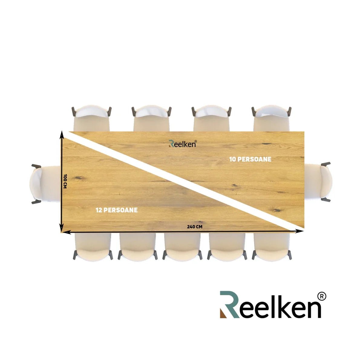Blat dębowy klasyczny z litego drewna 240x100 cm – Grubość 4 cm - Reelken Polska