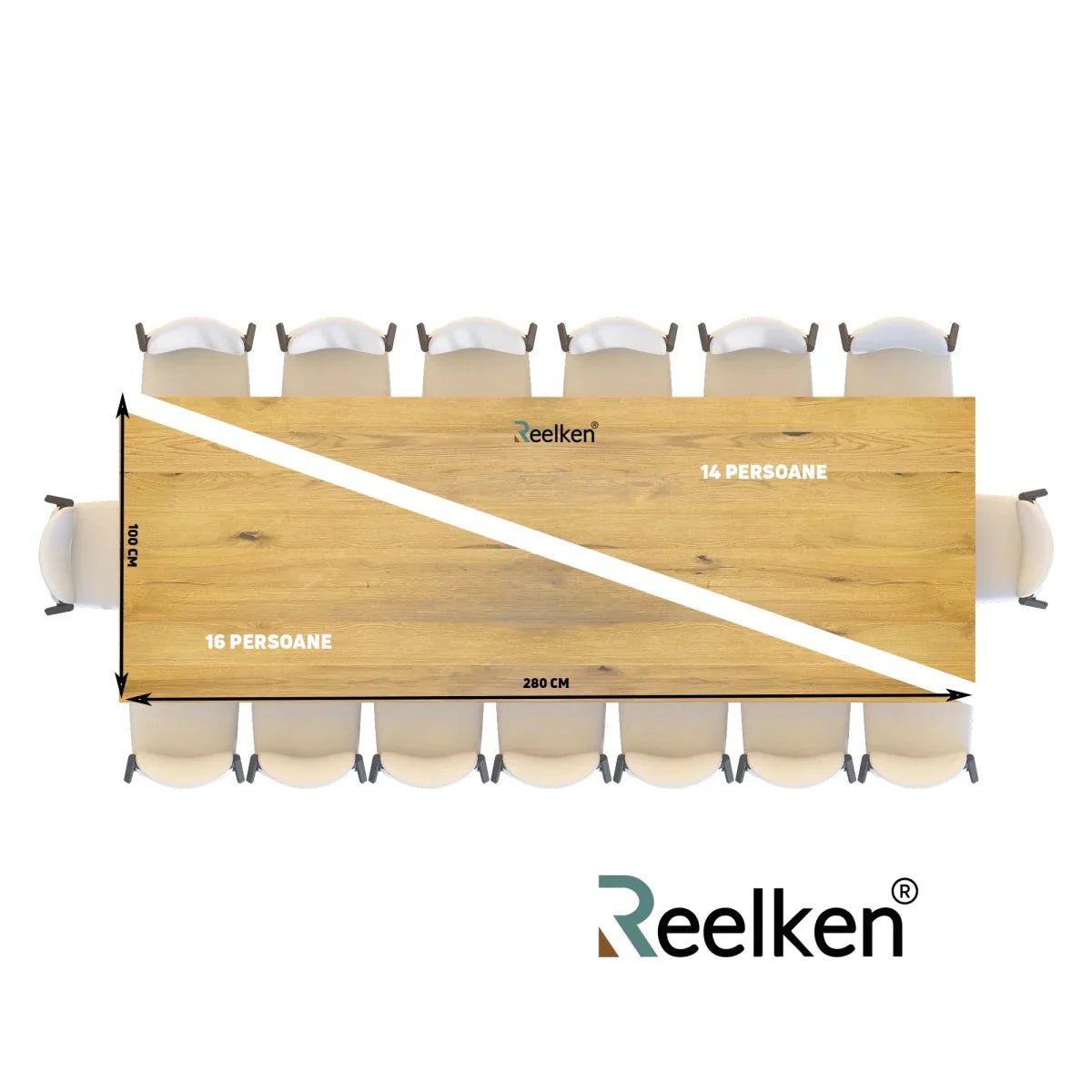 Blat dębowy rustykalny z litego drewna 280x100 cm – Grubość 4 cm - Reelken Polska