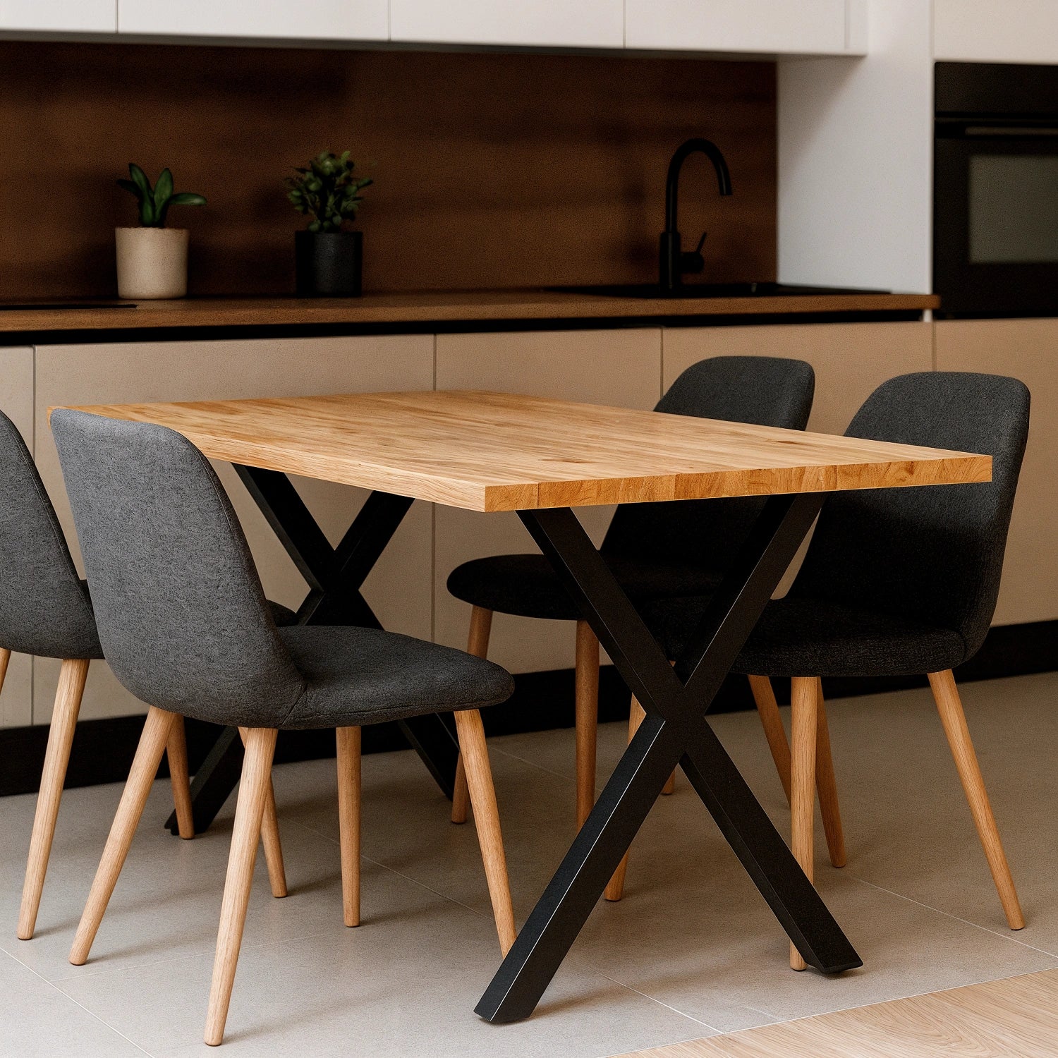 Stół drewniany z litego dębu 120×70 cm – Klasyczny stół do jadalni dla 4 osób | Reelken