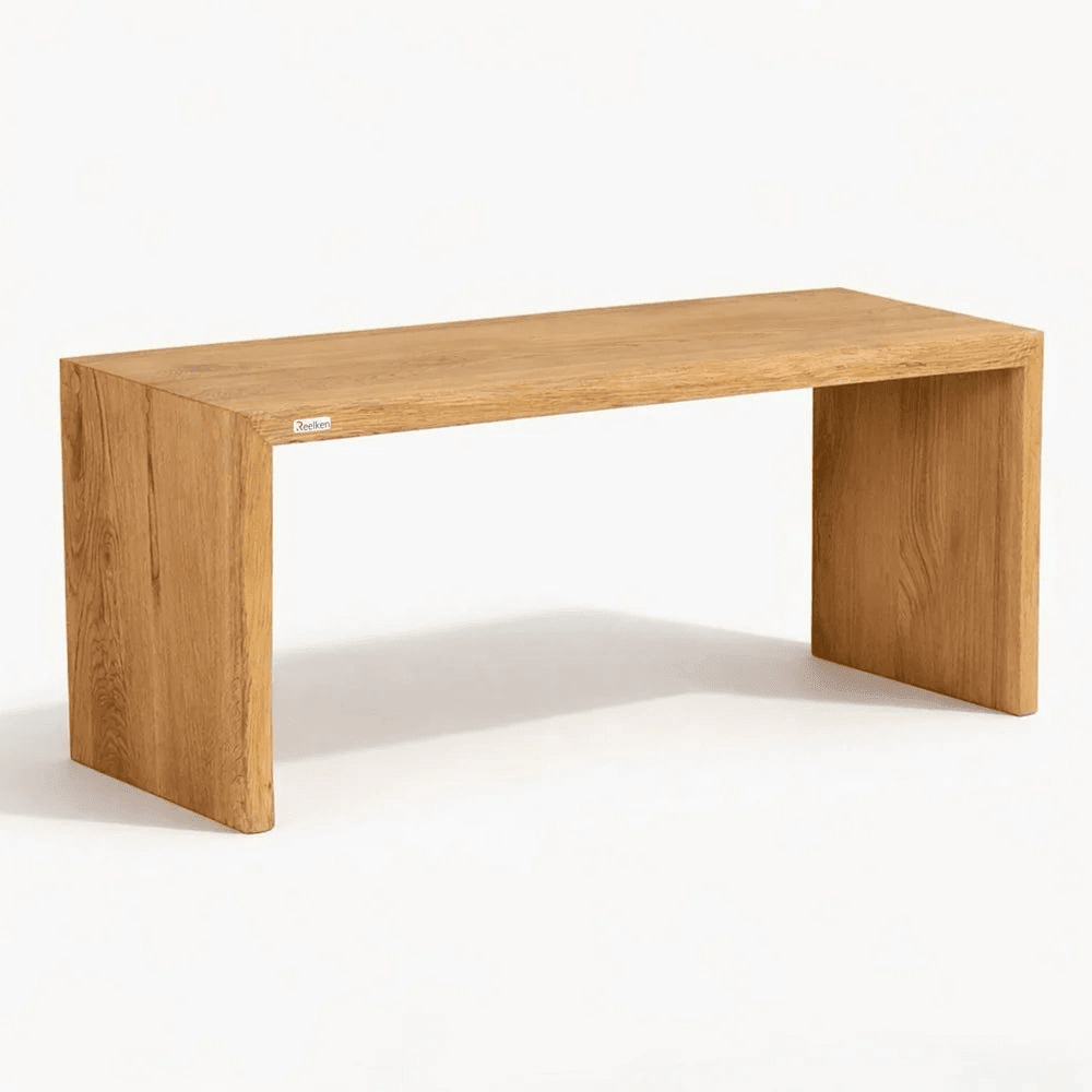 Dębowa ławka 140x45x40 cm – Krawędź naturalna (Live Edge) Premium - Reelken Polska