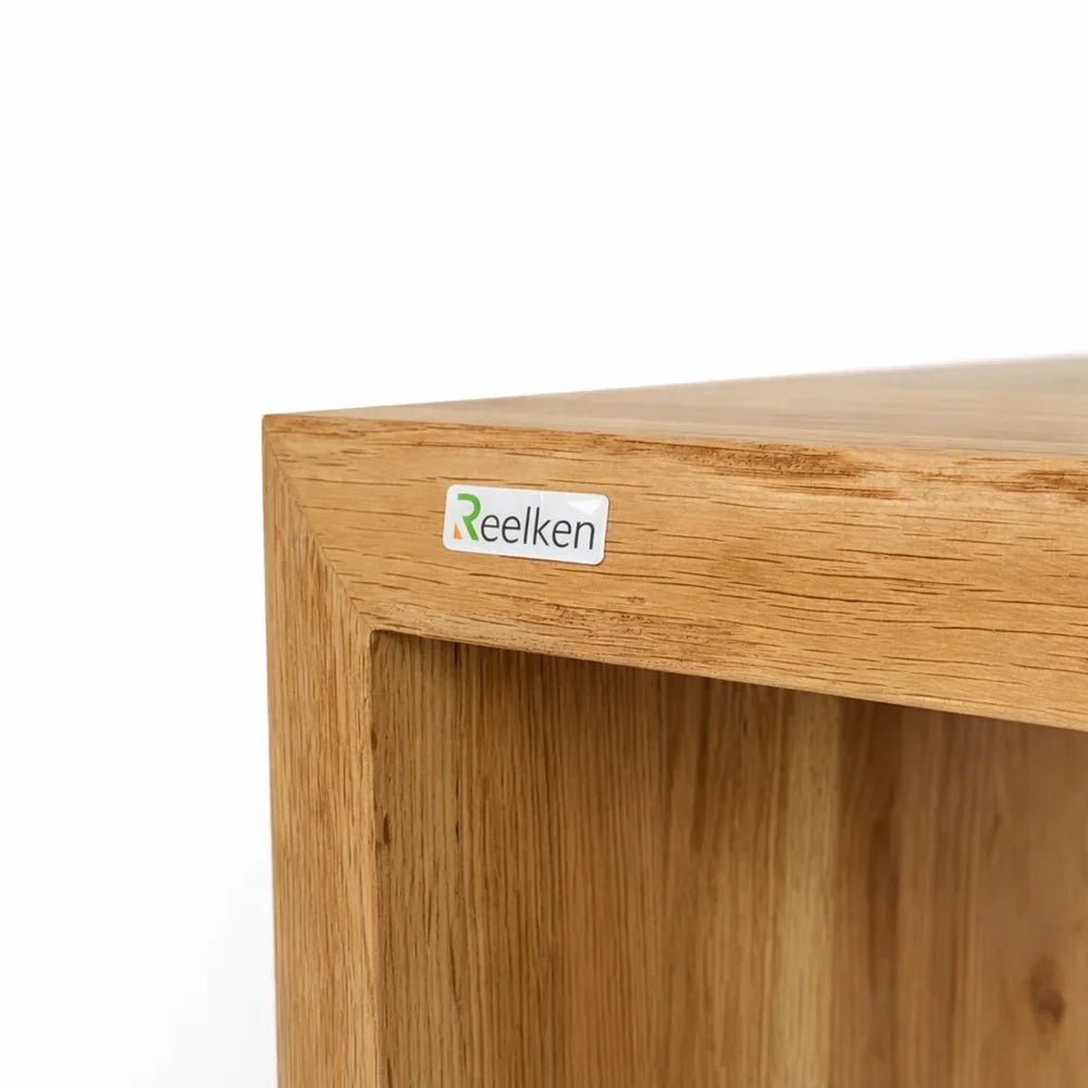 Dębowa ławka 60x45x40 cm – Krawędź naturalna (Live Edge) Premium - Reelken Polska