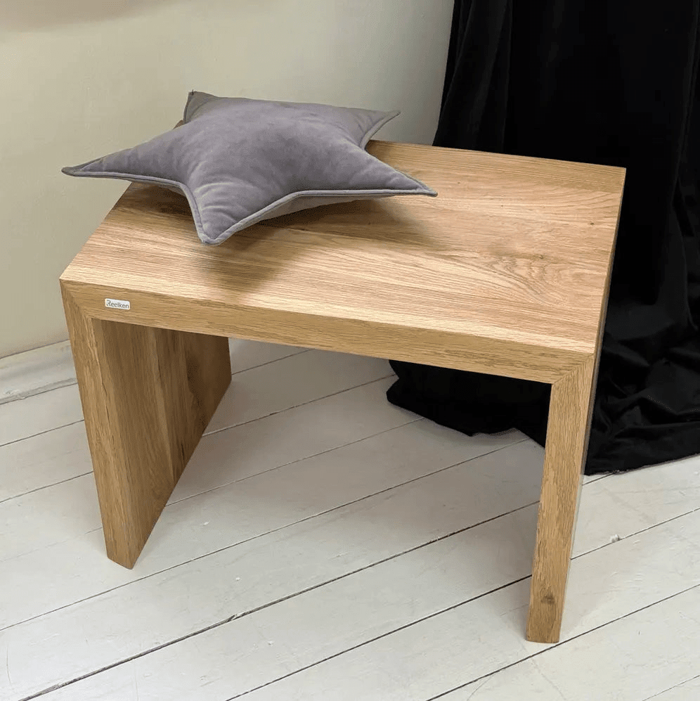 Dębowa ławka 80x45x40 cm – Krawędź naturalna (Live Edge) Premium - Reelken Polska
