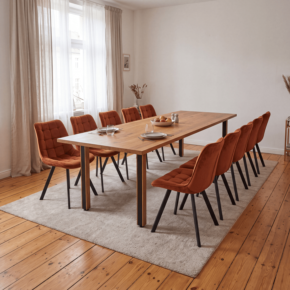 Dębowy stół klasyczny z litego drewna 240x100x2,6 cm - Reelken Polska