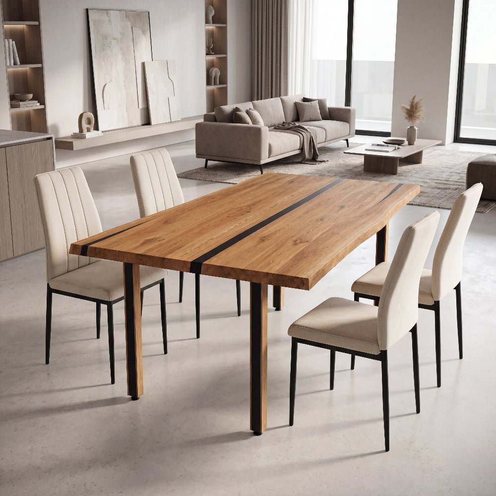 Dębowy stół rustykalny z litego drewna i żywicy Live Edge 140x80x4 cm - Reelken Polska