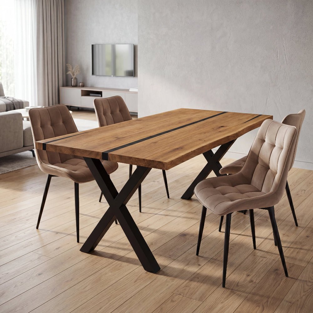 Dębowy stół rustykalny z litego drewna i żywicy Live Edge 140x80x4 cm - Reelken Polska