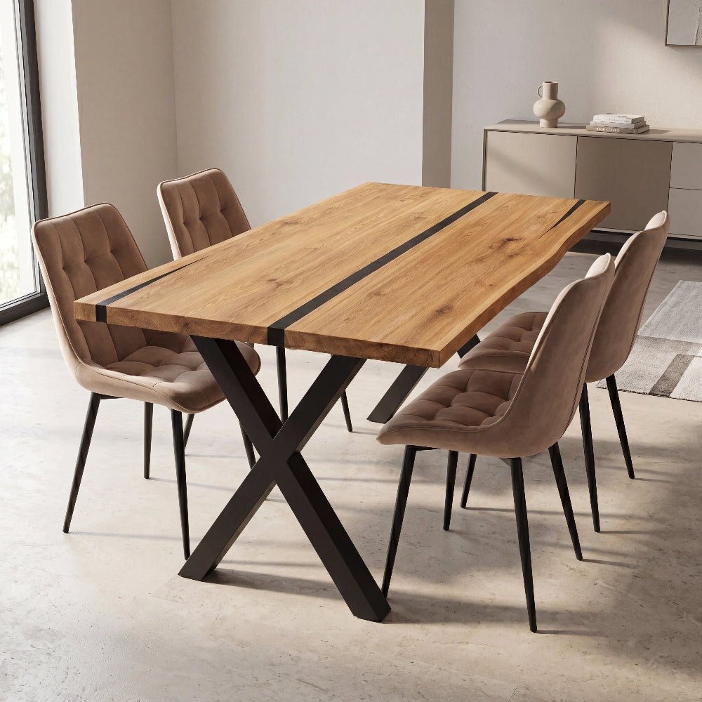 Dębowy stół rustykalny z litego drewna i żywicy Live Edge 140x80x4 cm - Reelken Polska