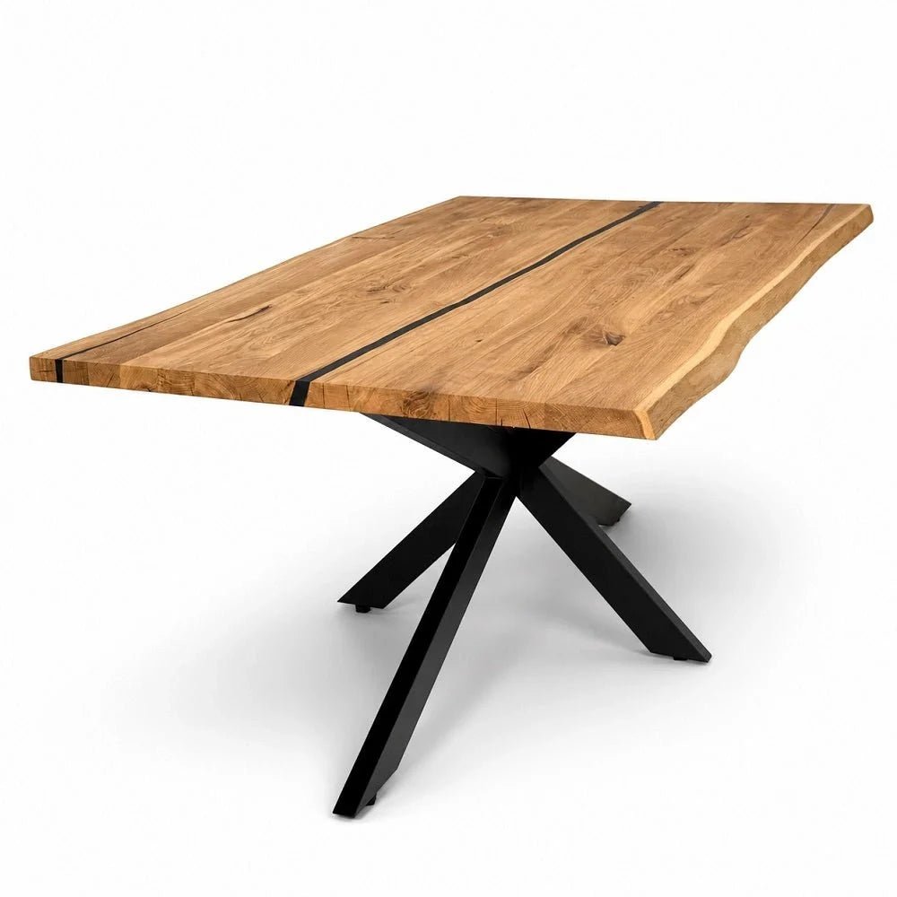 Dębowy stół rustykalny z litego drewna i żywicy Live Edge 180x85x4 cm - Reelken Polska
