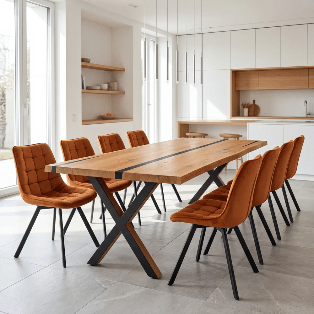 Dębowy stół rustykalny z litego drewna i żywicy Live Edge 200x100x4 cm - Reelken Polska