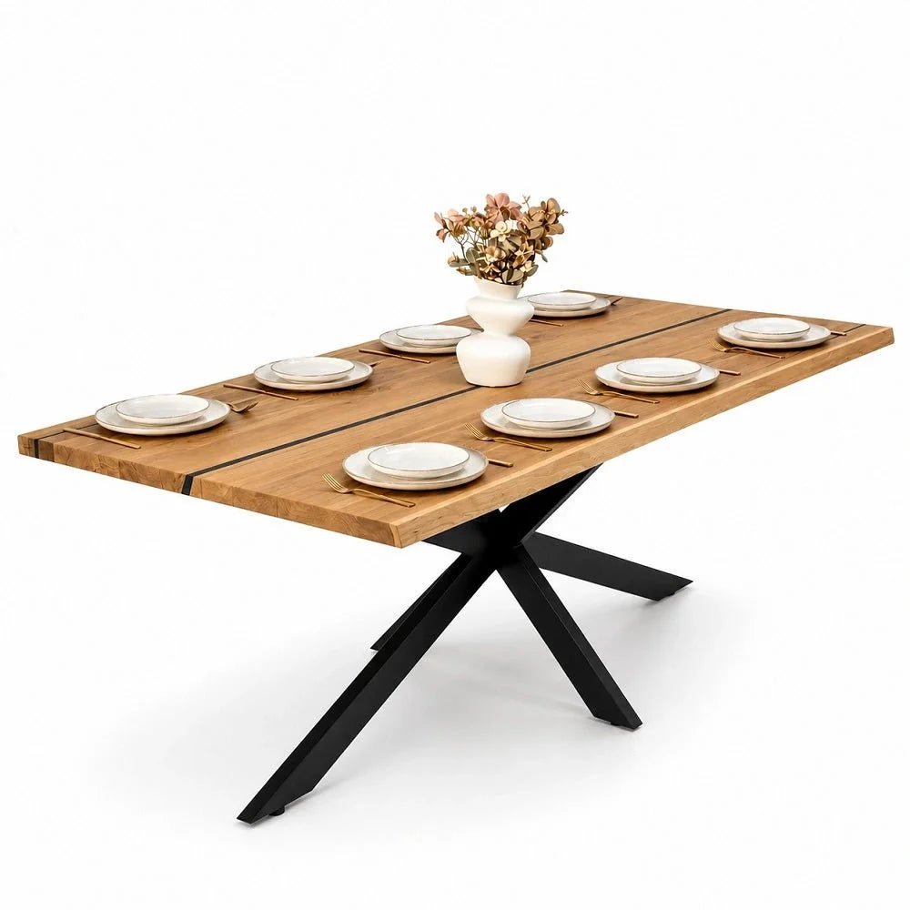 Dębowy stół rustykalny z litego drewna i żywicy Live Edge 220x100x4 cm - Reelken Polska