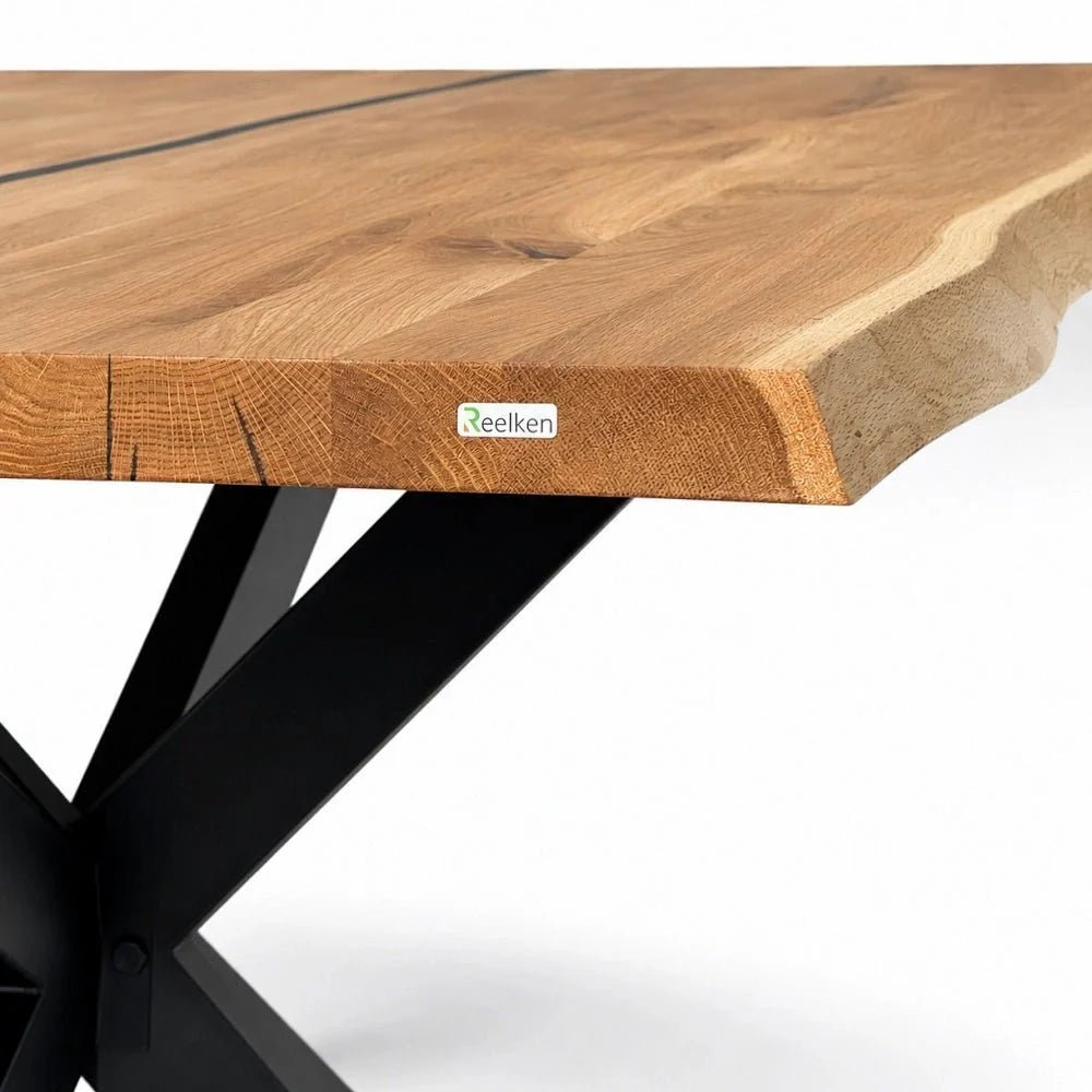 Dębowy stół rustykalny z litego drewna i żywicy Live Edge 220x100x4 cm - Reelken Polska
