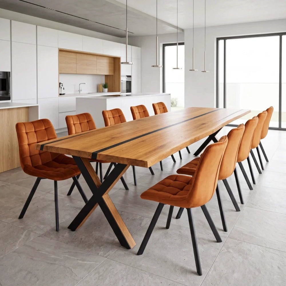 Dębowy stół rustykalny z litego drewna i żywicy Live Edge 240x100x4 cm - Reelken Polska